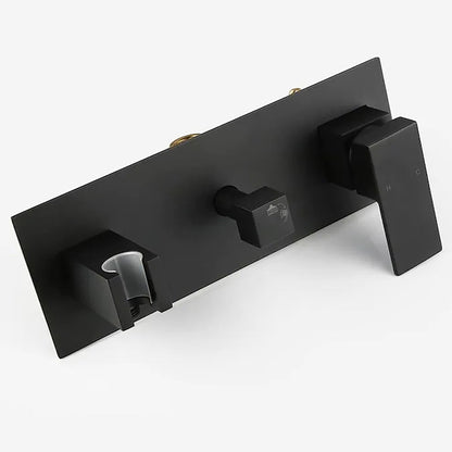 Brass Shower System With 10" Rainfall Shower Head And Handheld Sprayer - Matte Black