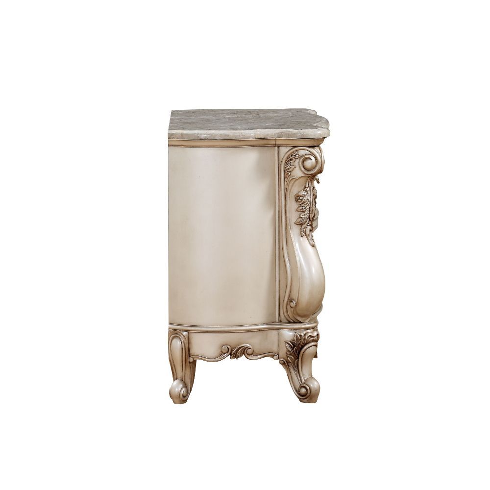 Gorsedd - Nightstand With Marble Top - Marble Top & Golden Ivory
