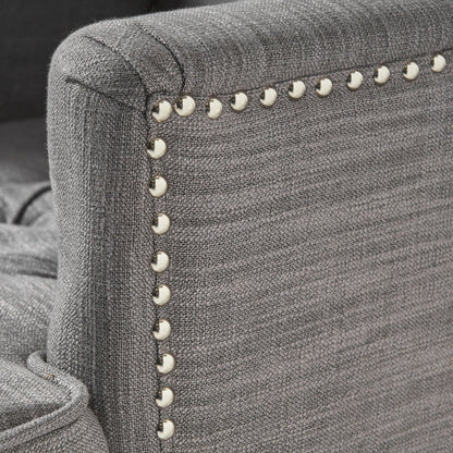 Harrison Tufted Club Chair with Button Tufted Back and Birch Wood Legs