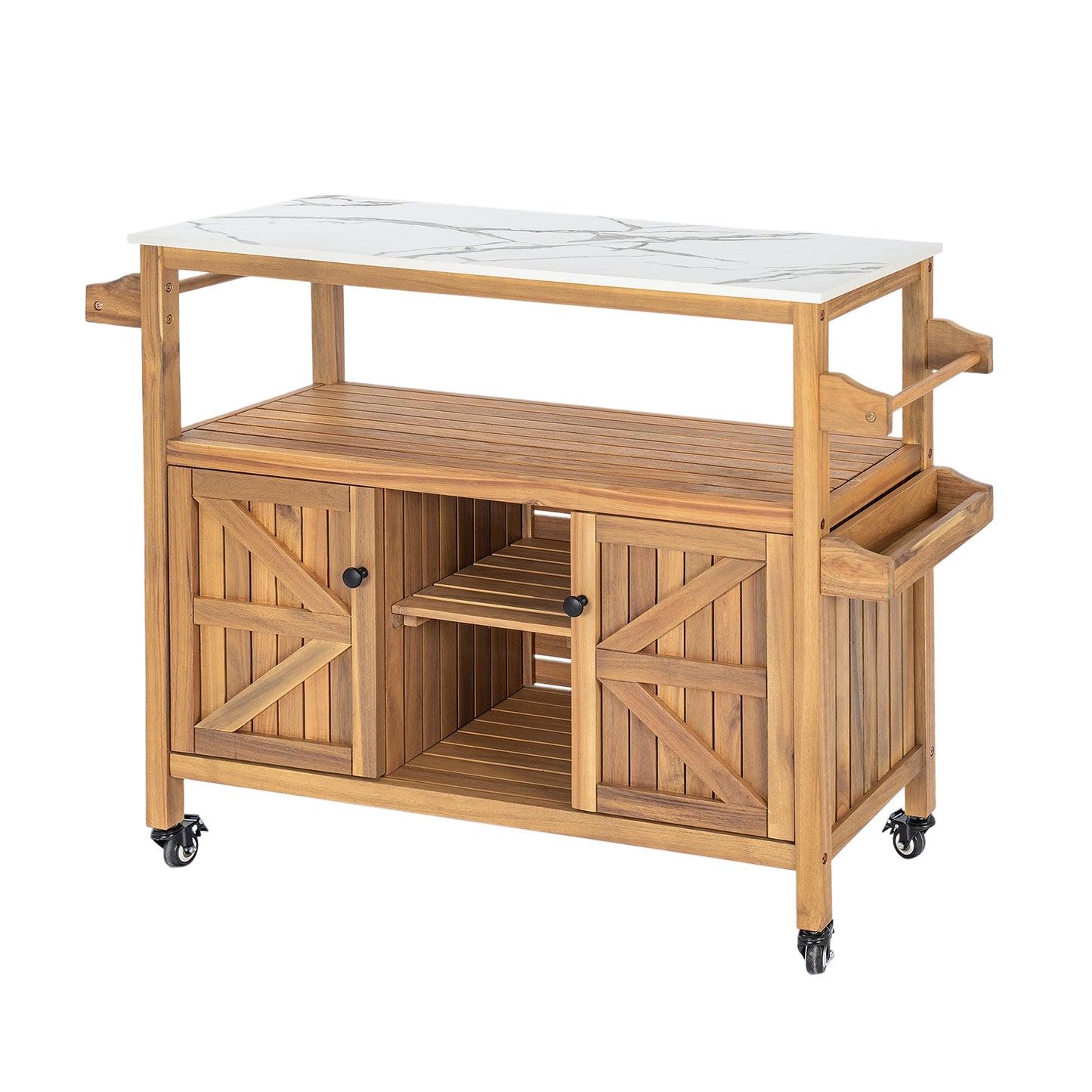 Outdoor Patio Acacia Wood Bar Cart