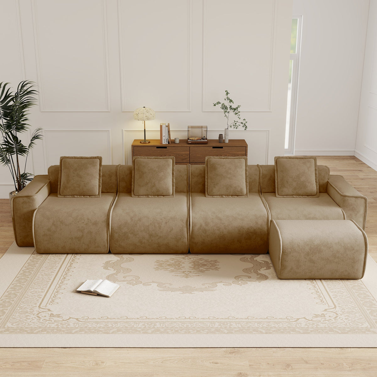 Streamlined Design Modular 4 Seat L Shape Sectional Sofa