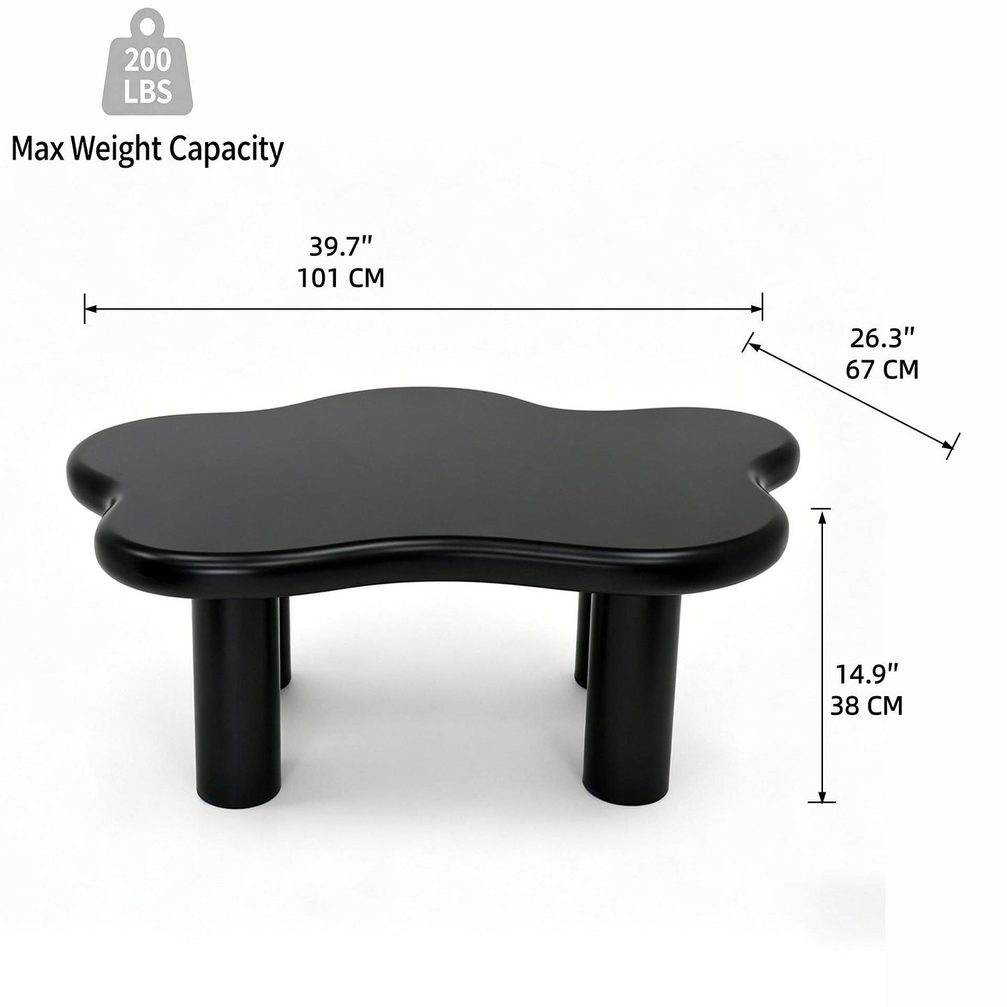 Cloud Shaped Coffee Table With 4 Round Legs