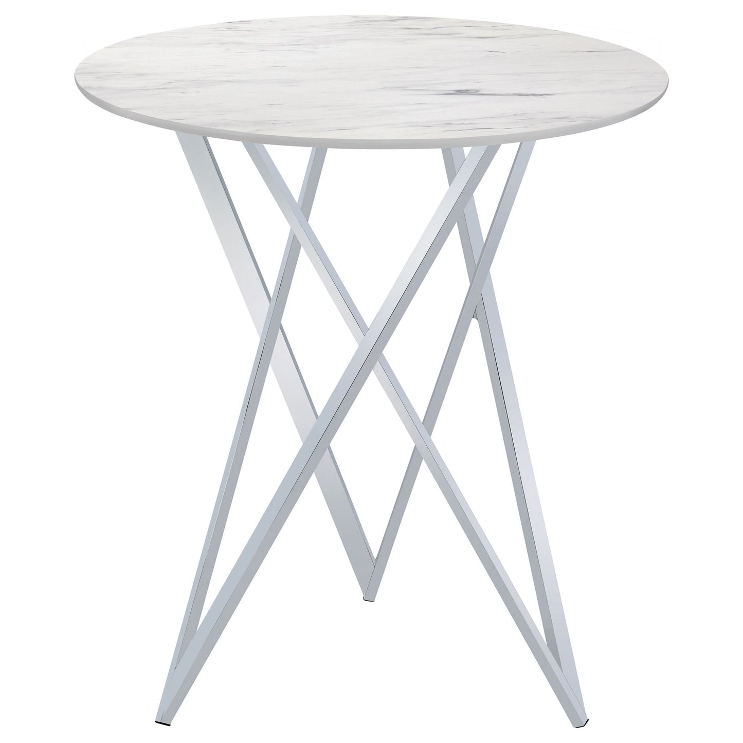 Halverson - Round Top Bar Table - White / Silver