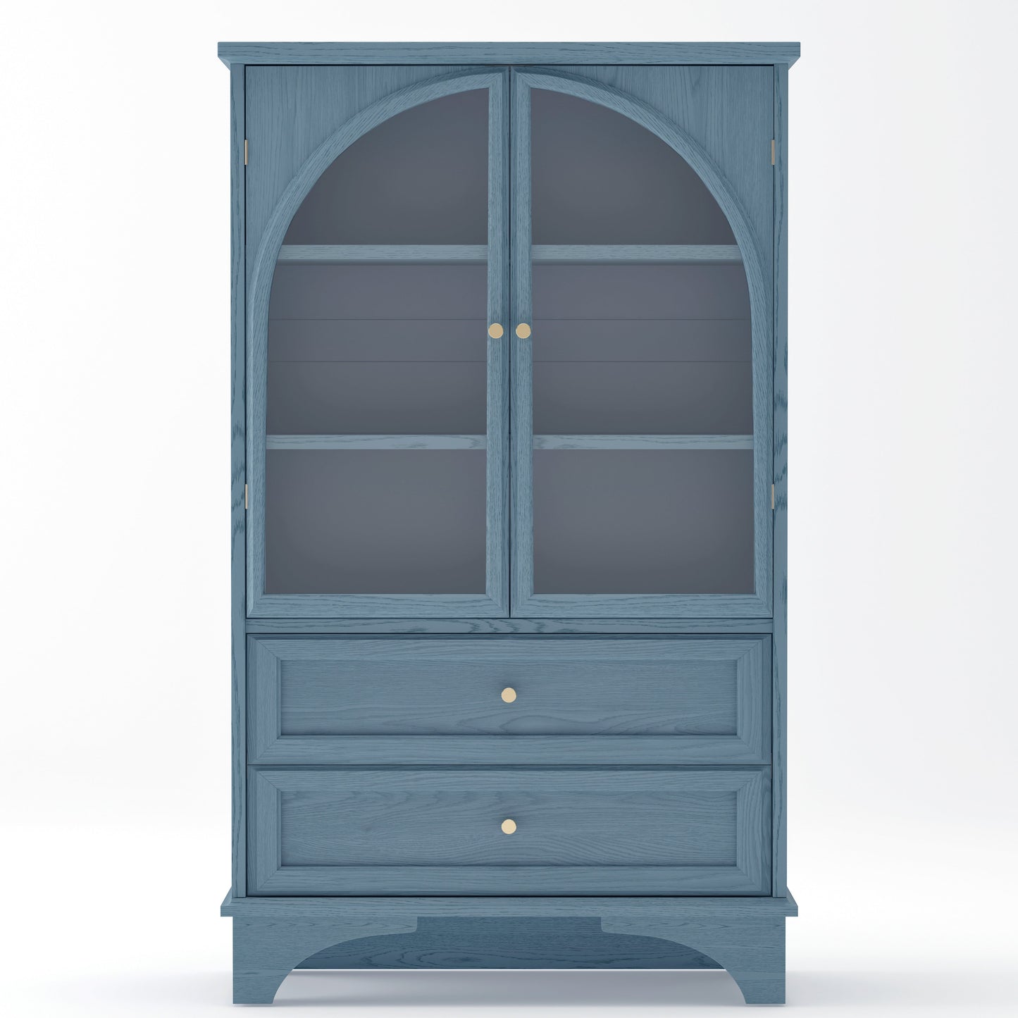 52.17"H Glass Door Display Case Storage Cabinet with 2 Drawers and Adjustable Shelf