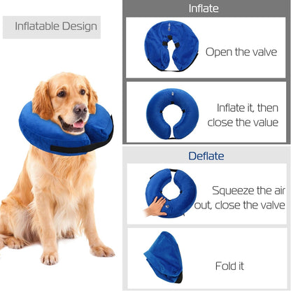 Dog Protective Inflatable Collar Pet Puppy Cat Not Block Vision E-Collar Adjustable Pet Recovery