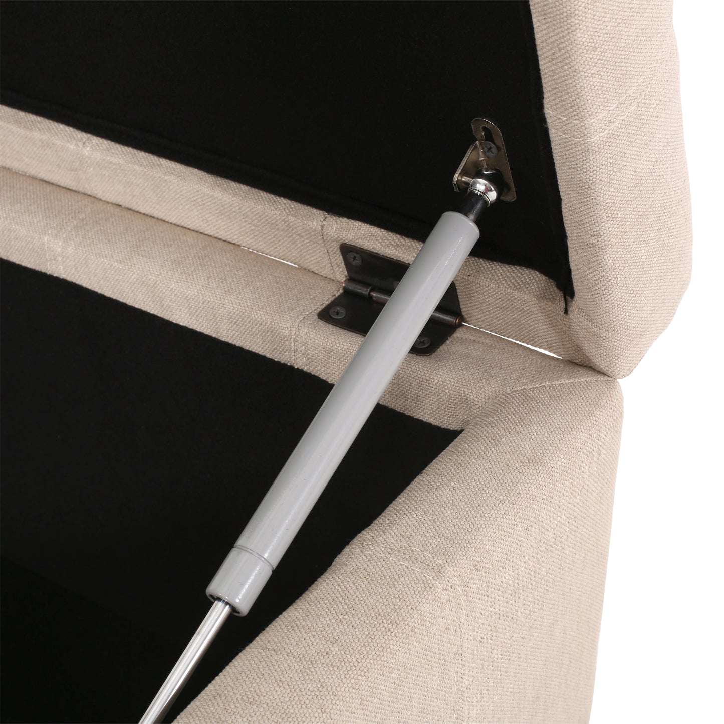 Upholstered Tufted Fabric Storage Ottoman, Wheat