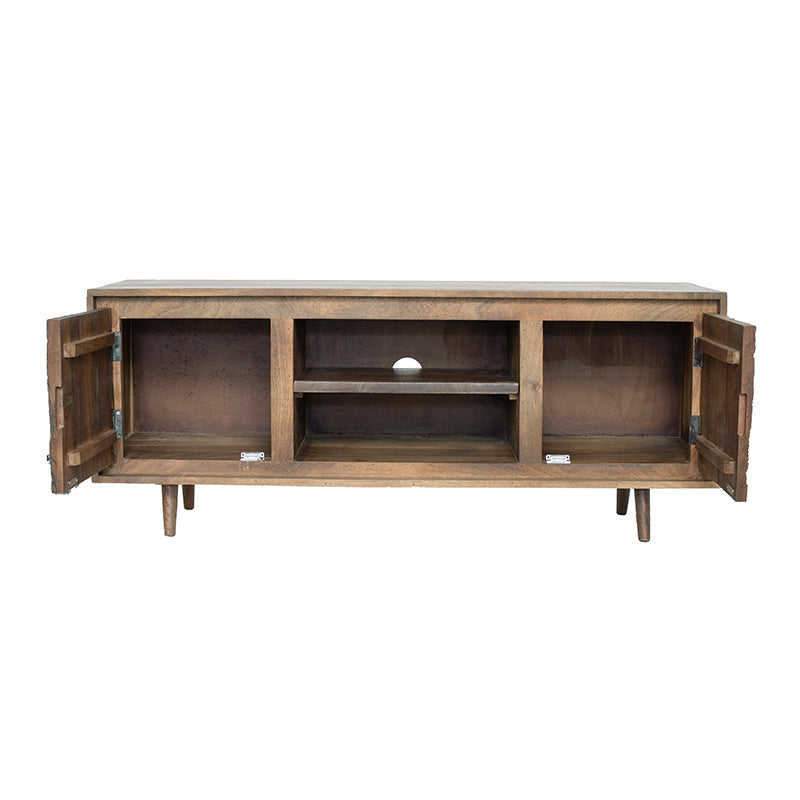 55x16x22.5" TV Cabinet With Recycled Wood 2 Door