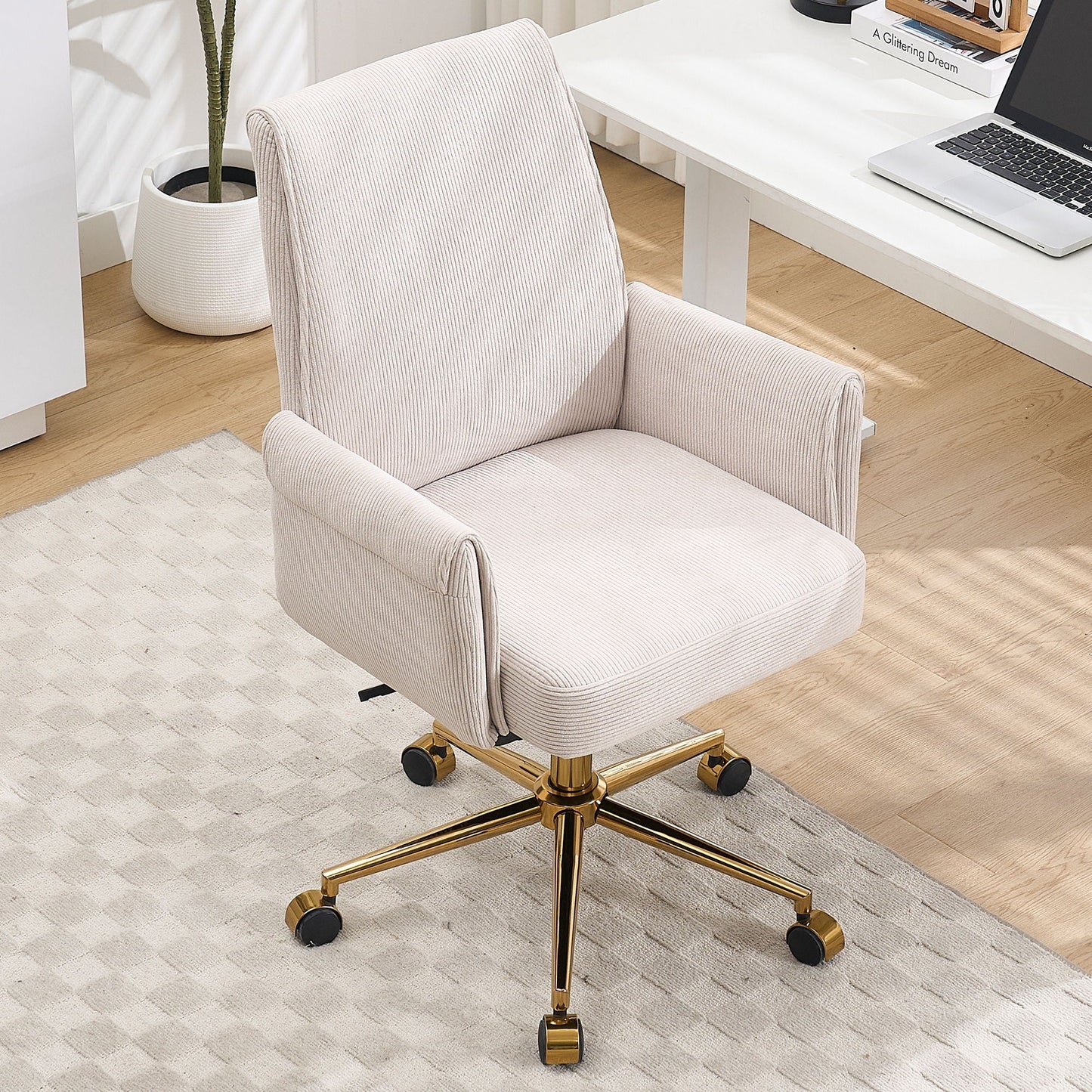 Ergonomic Mid-Back Office Chair With Gold Base