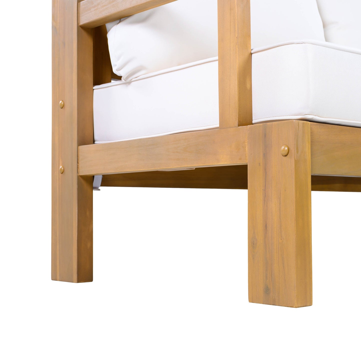 Outdoor 4-Seater Acacia Wood Patio Chat Set, Beige + Natural
