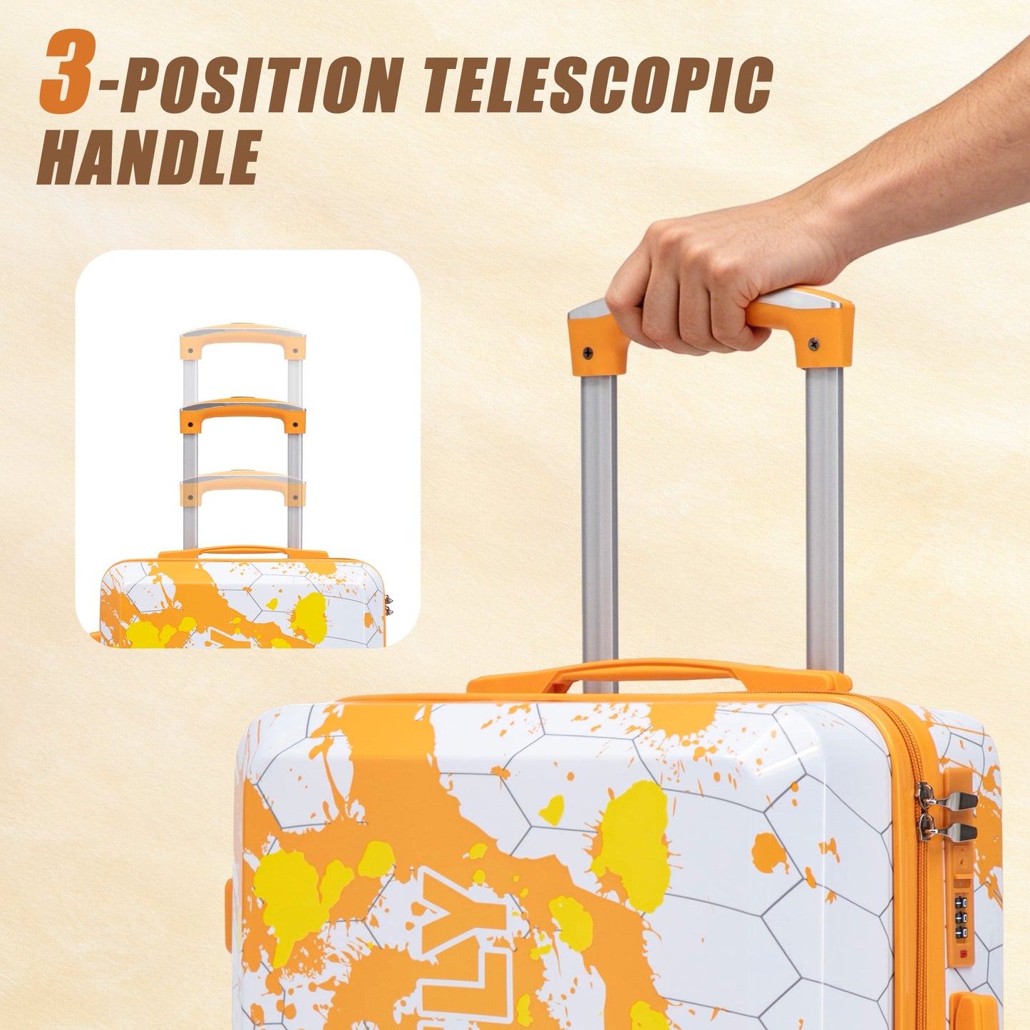 20 Inch PC Spinner Wheel Luggage, Carry-On Suitcase - Orange