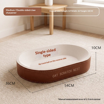Cat Scratcher And Cat Bed Combo, White Cardboard, Highly Durable With Minimal Shedding, Large Size, Equipped With A Bell Tipped Ball Your Cats Perfect Self Entertainment Toy, Pet Supply