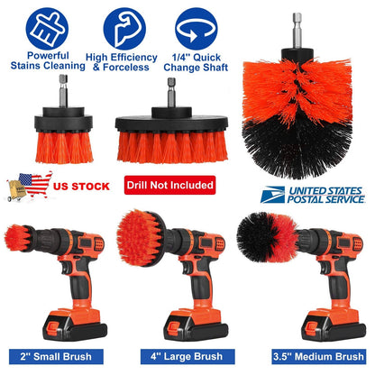 3Pcs/Set Drill Brush Power Scrubber Cleaning Brush for Car Carpet Wall Tile Tub Cleaner Combo