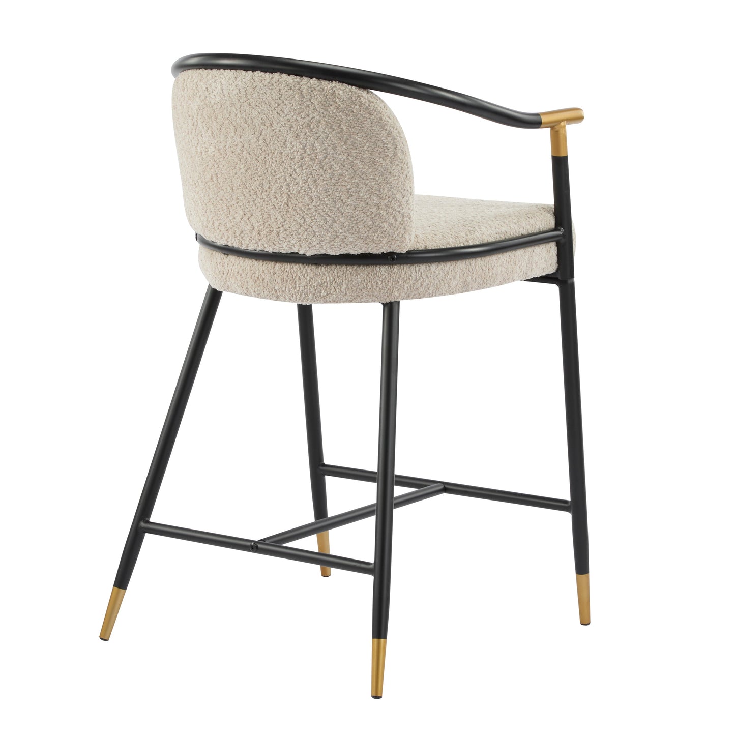 26" H Upholstered Counter Stool with Metal Frame (Set of 2) - Almond