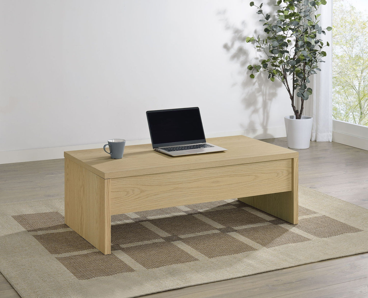 Canoga Engineered Wood Lift Top Coffee Table Light Oak
