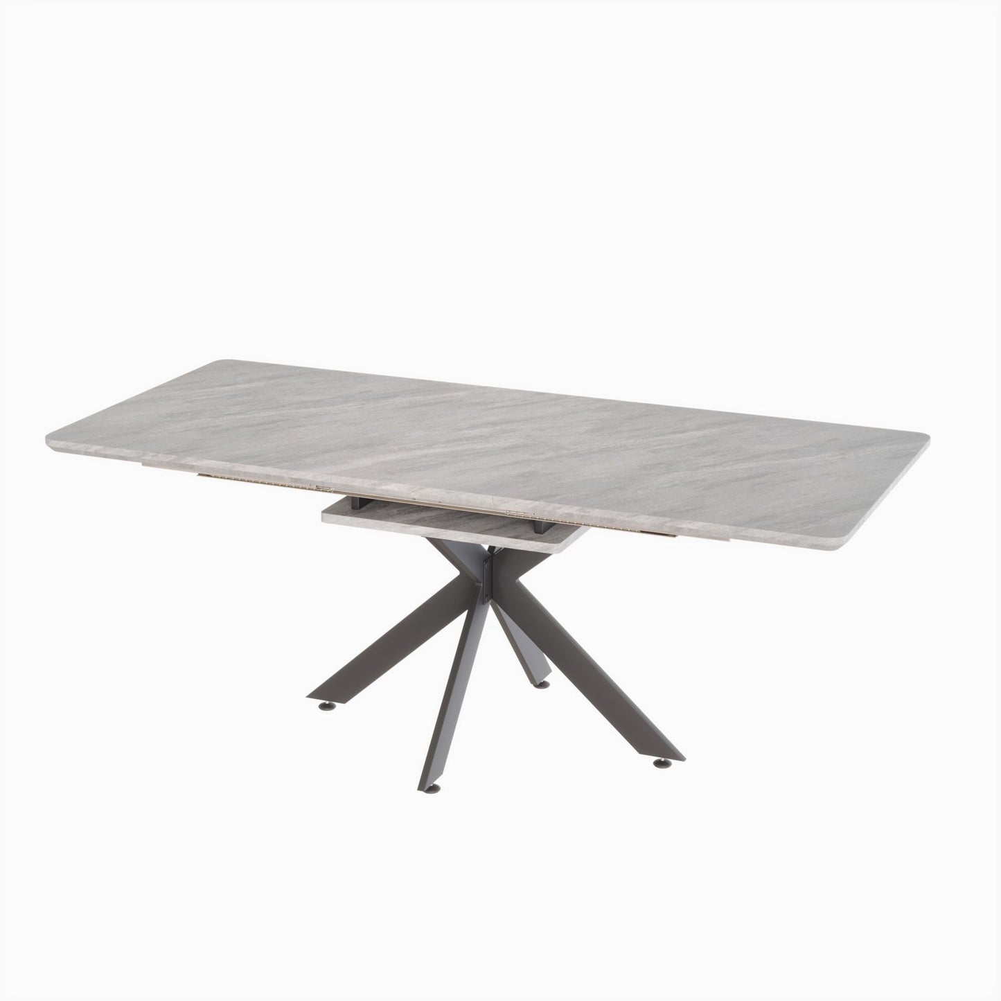 Extendable Dining Table Set With Curved Backrest Upholstered Chairs