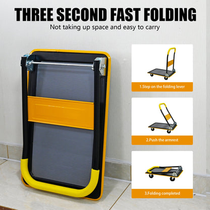 Flatbed Cart - 330lbs Heavy Duty Platform Hand Truck