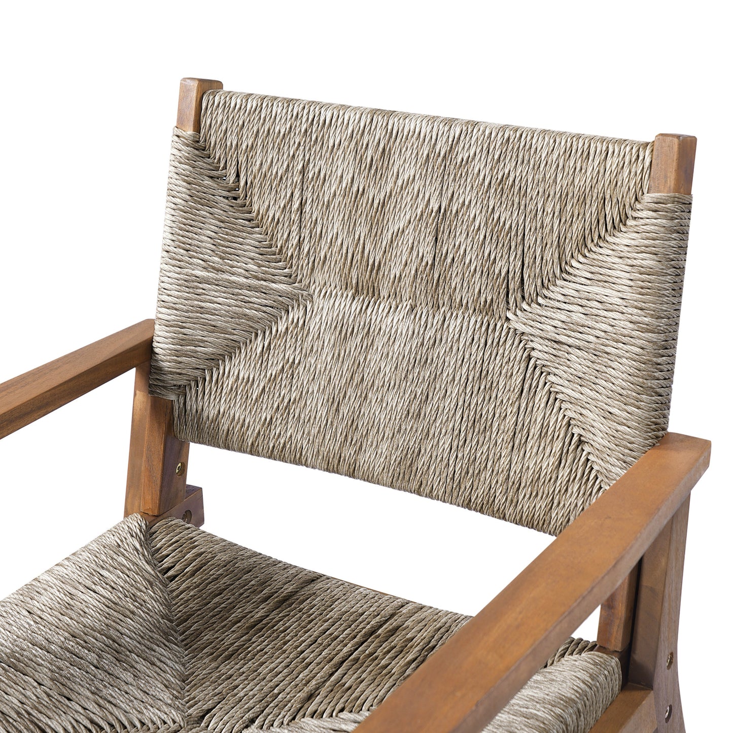 Durable Outdoor Dining Chair Set with Acacia Wood Frame and Wicker Seat