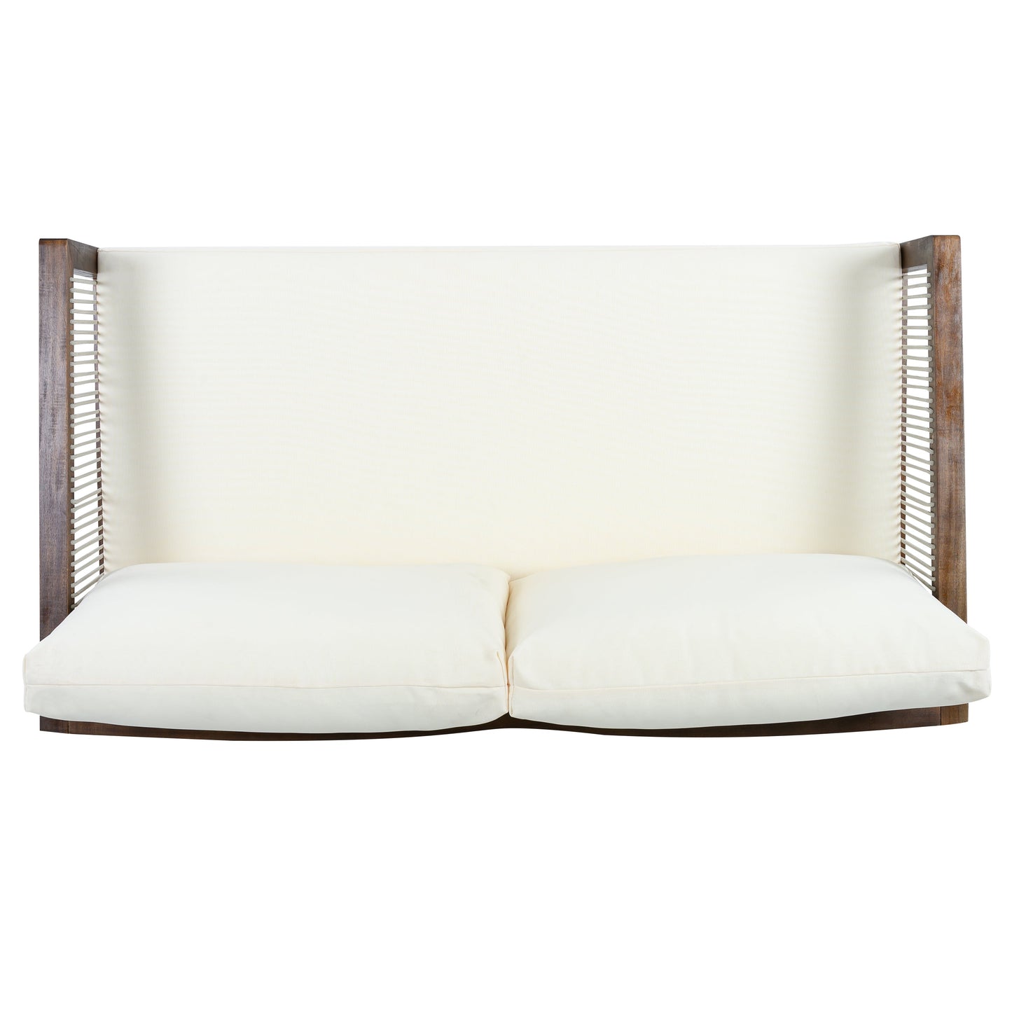 Outdoor Loveseat and Coffee Table Set, Acacia Wood Frame with Rope Detail