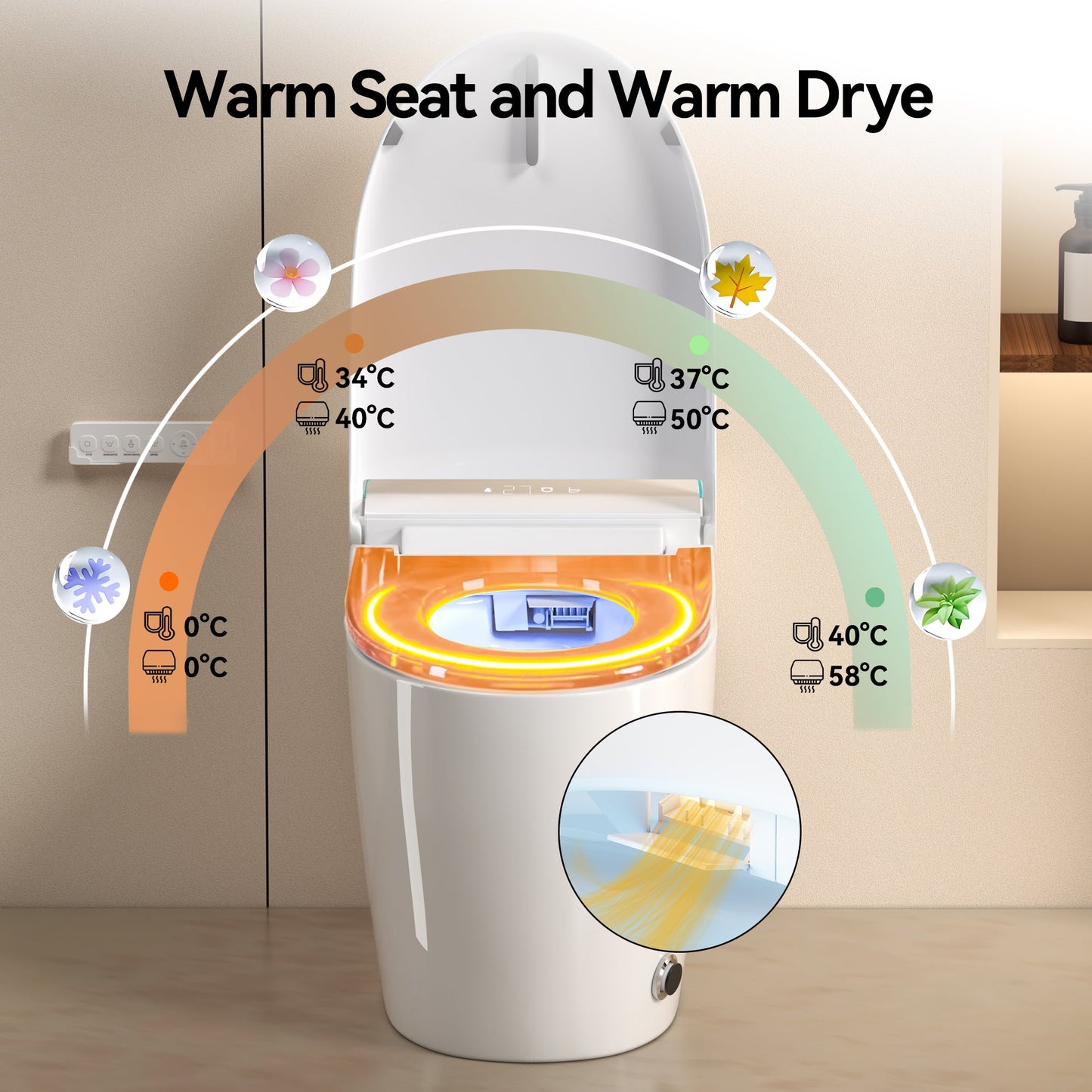 Unique Smart One-Piece Toilet with Bidet and Auto Seat