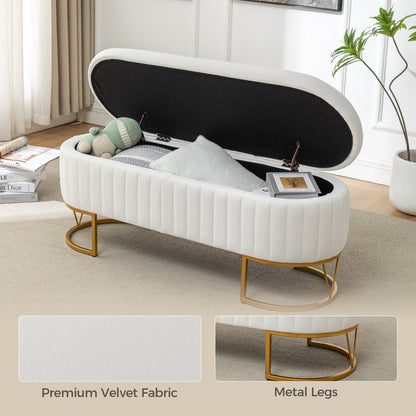 Storage Bench Bedroom Bench with Golden Metal Legs