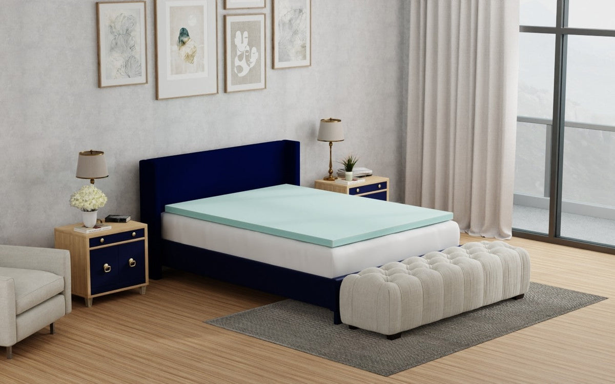 Omne Sleep Plush 3 Inch Queen Memory Foam Cooling Mattress Topper