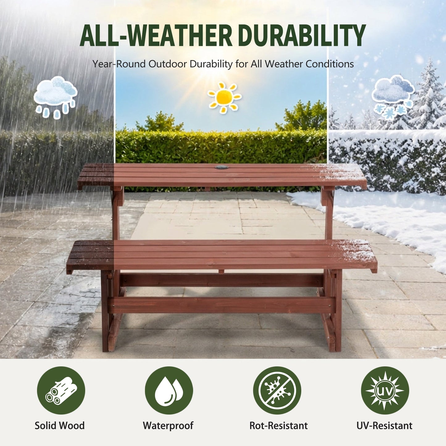 2-in-1 Convertible Bench Picnic Table