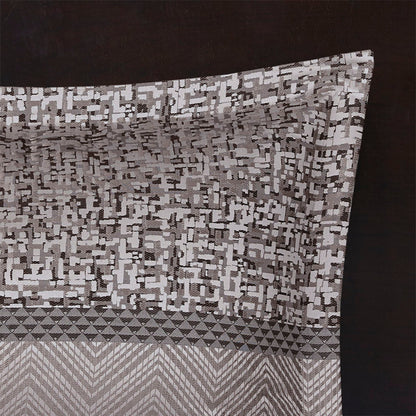 7 Piece Jacquard Comforter Set Grey/Taupe Cal King