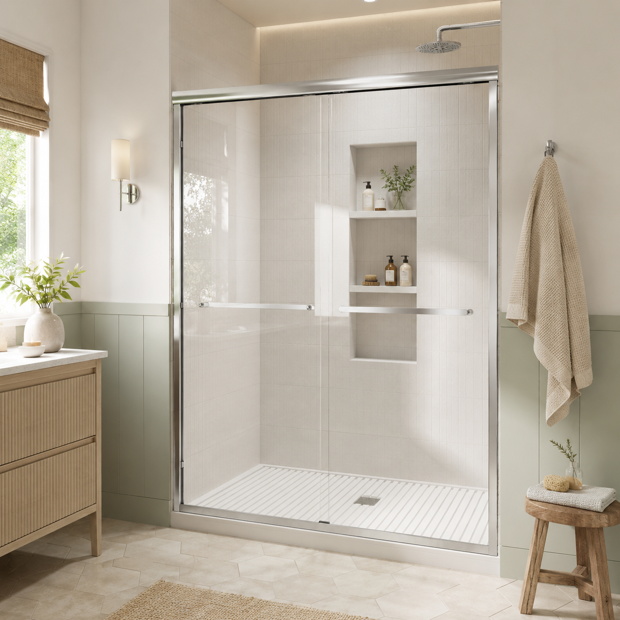 50-54" W x 72" H Framed Double Sliding Shower Door