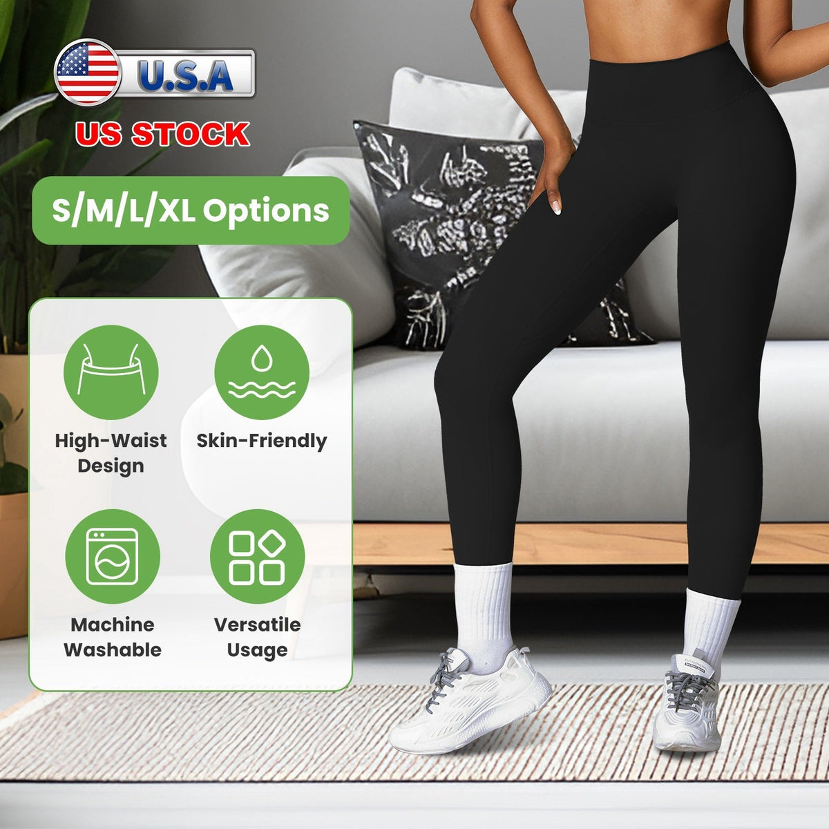 Women\'s High Waist Workout Leggings Tummy Control Compression Yoga Tight Pants Gym Pants Athletic Running Leggings with 25In Inseam No Front Seam
