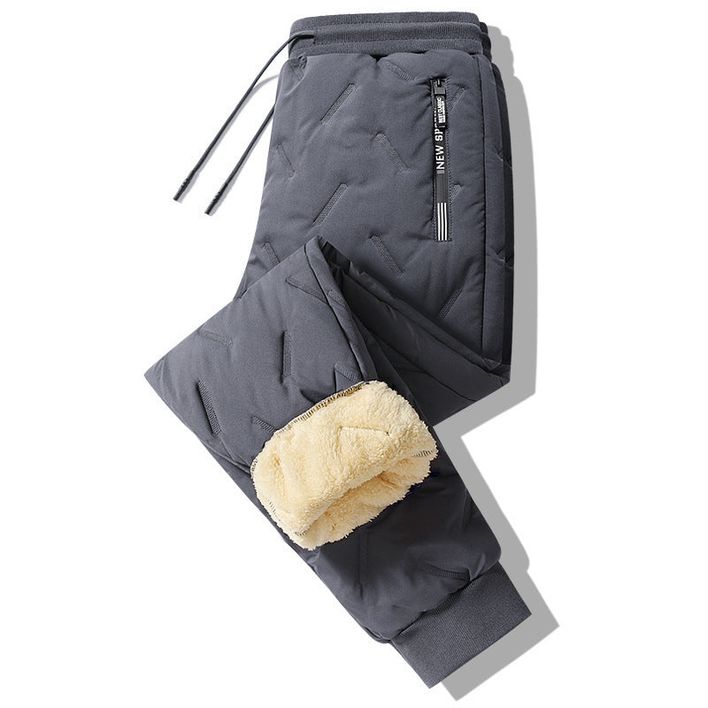 Men's Fleece-Lined Thermal Joggers | Lambswool Sherpa Sweatpants Windproof Waterproof Winter Pants Warm