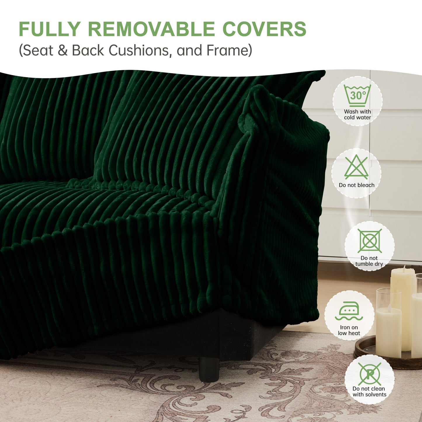 Slipcovered U Shape Sectional Deep Seat Sofa