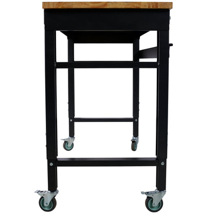 48" Wide Rolling Workbench with Adjustable Height - Dark Gray, Wood
