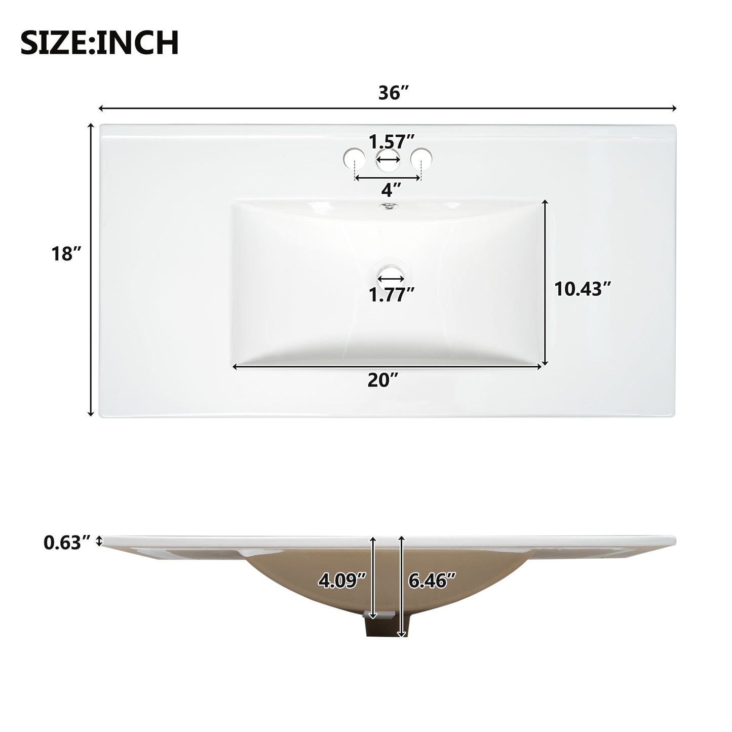 Shaker Free Standing Bathroom Vanity Cabinet & Sink, Soft Close Drawers, Soft Close Doors