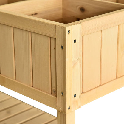 Outsunny 43" Wooden Raised Garden Bed with 8 Pockets and Shelf