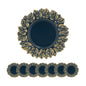 Plastic Charger Plate (Set of 8) - Blue / Gold