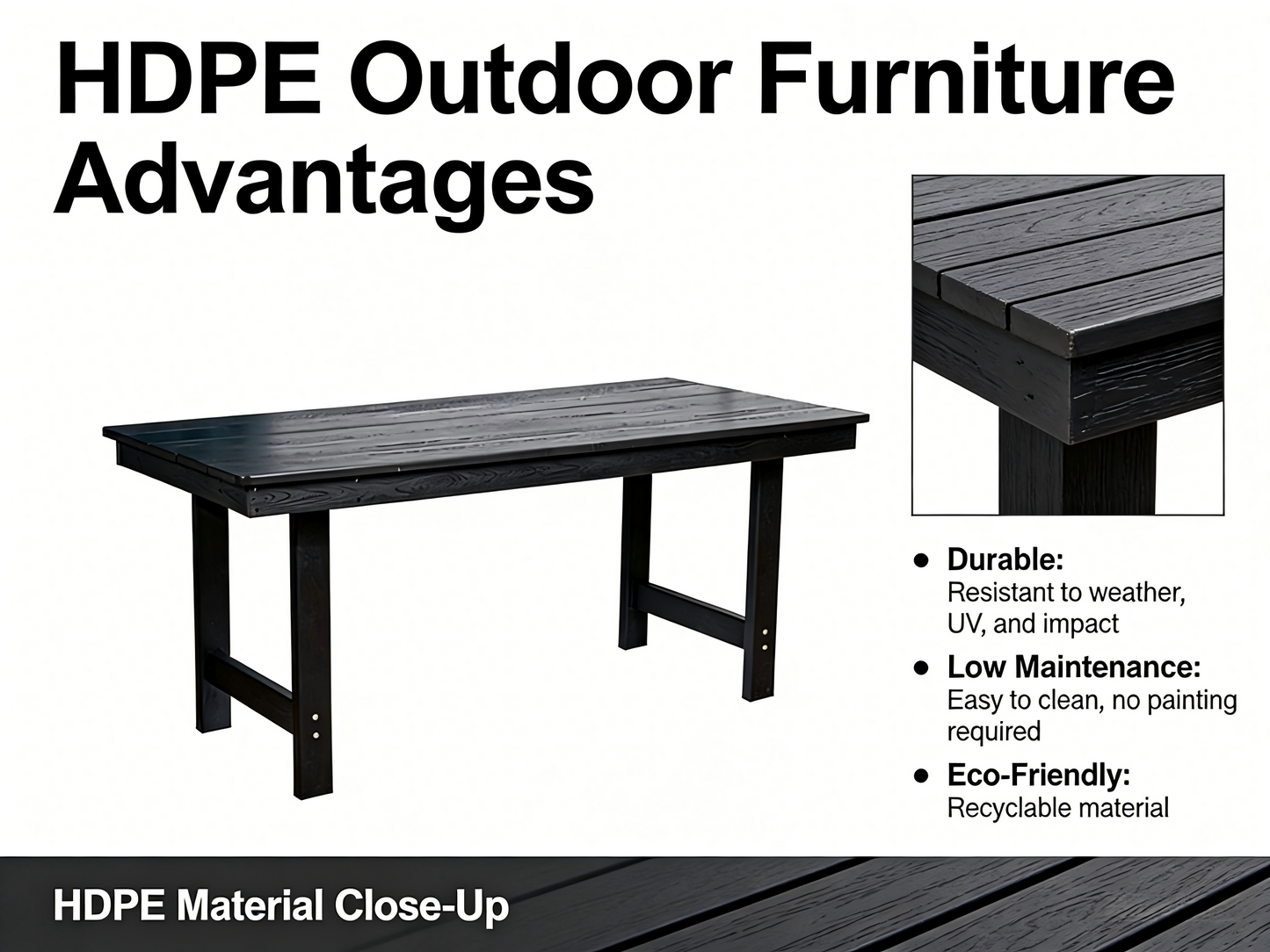 HDPE Outdoor Patio Dining Set with 6 Chairs
