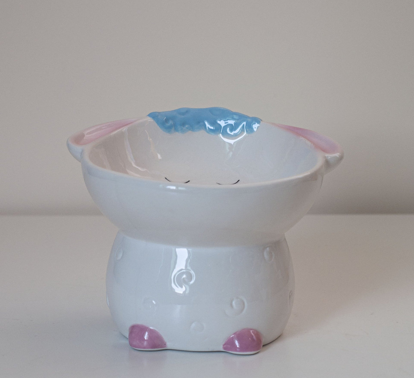 Cute Cartoon High Leg Ceramic Pet Bowl
