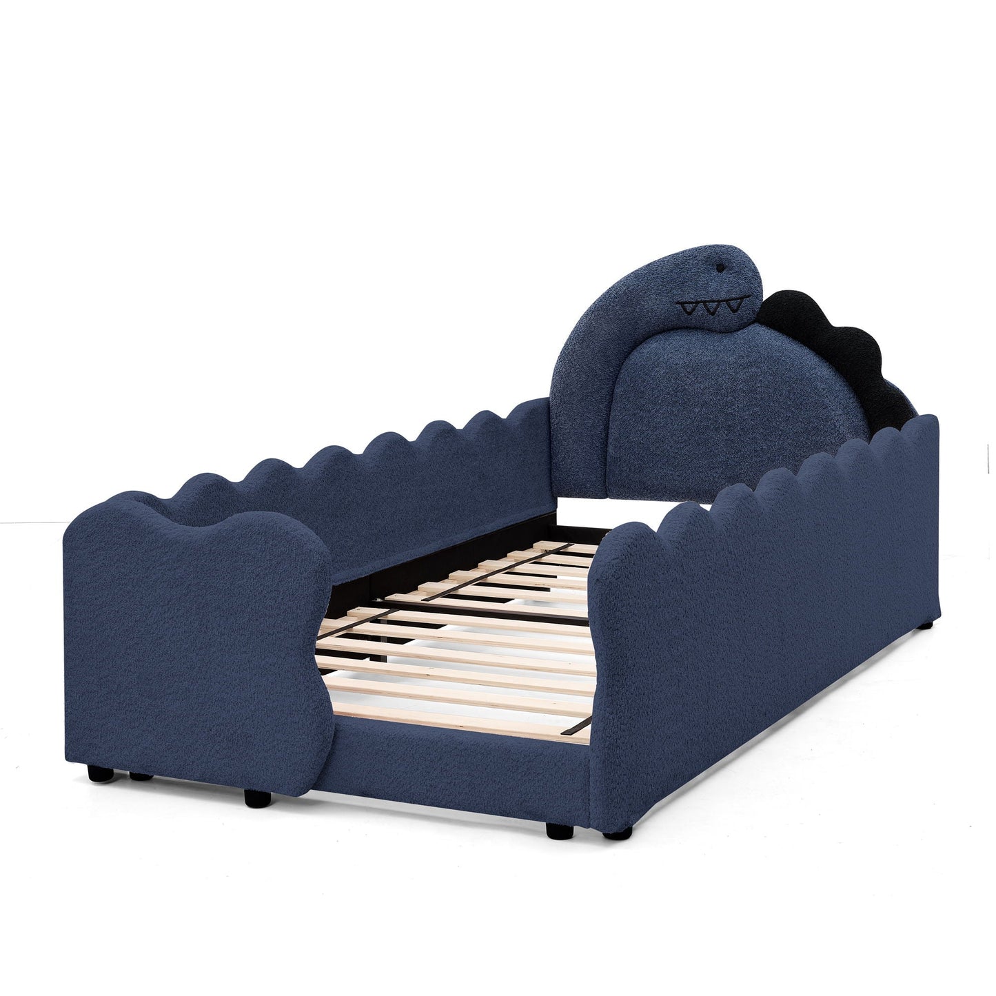 Cute Dinosaur Shaped Bed With Safety Guardrail, Toddler Frame