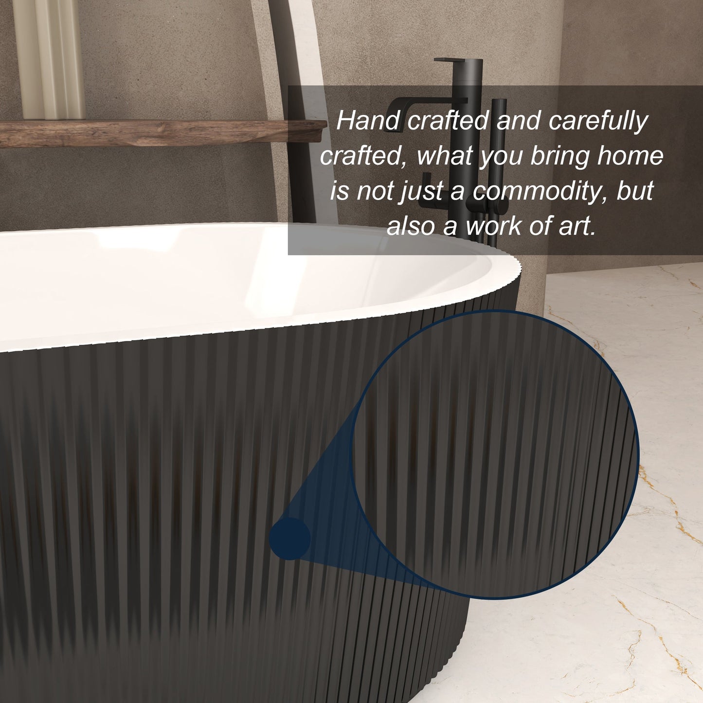 59" Linear Acrylic Freestanding Soaker Bathtub