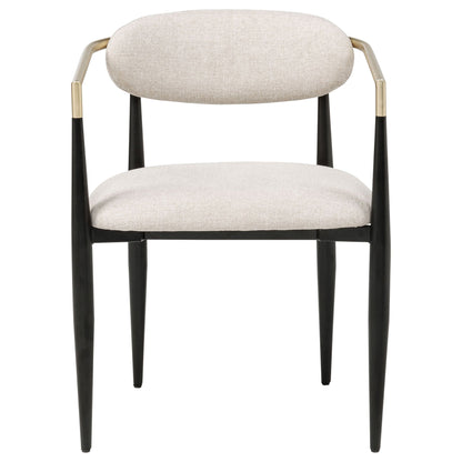 Bradbury Fabric Upholstered Dining Arm Chair Beige (Set of 2)