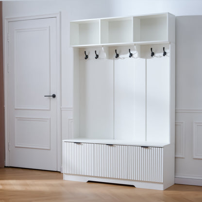 49.6" 5-in-1 Hall Tree with Bench, Shoe Storage & Cabinets