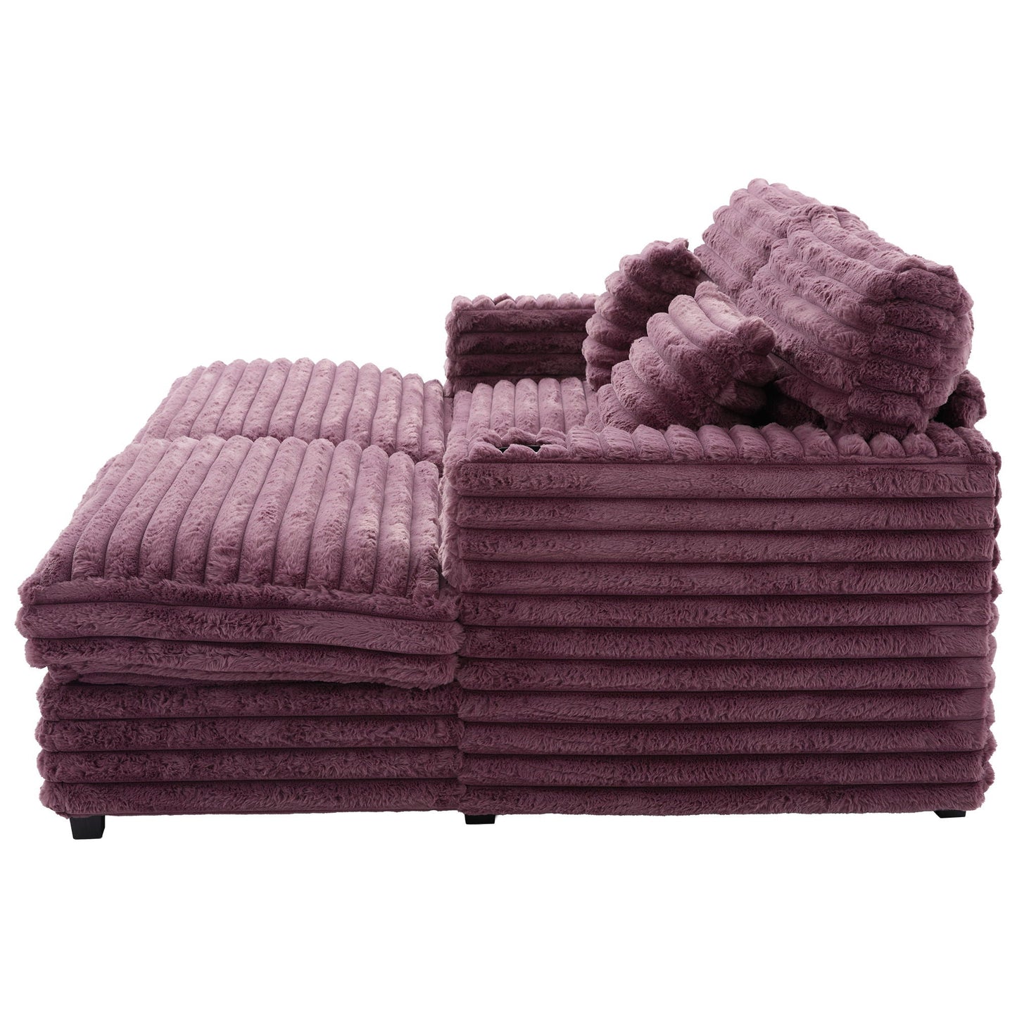 Oversized Double Chaise Lounge Sofa Bed With USB Ports And Cup Holders