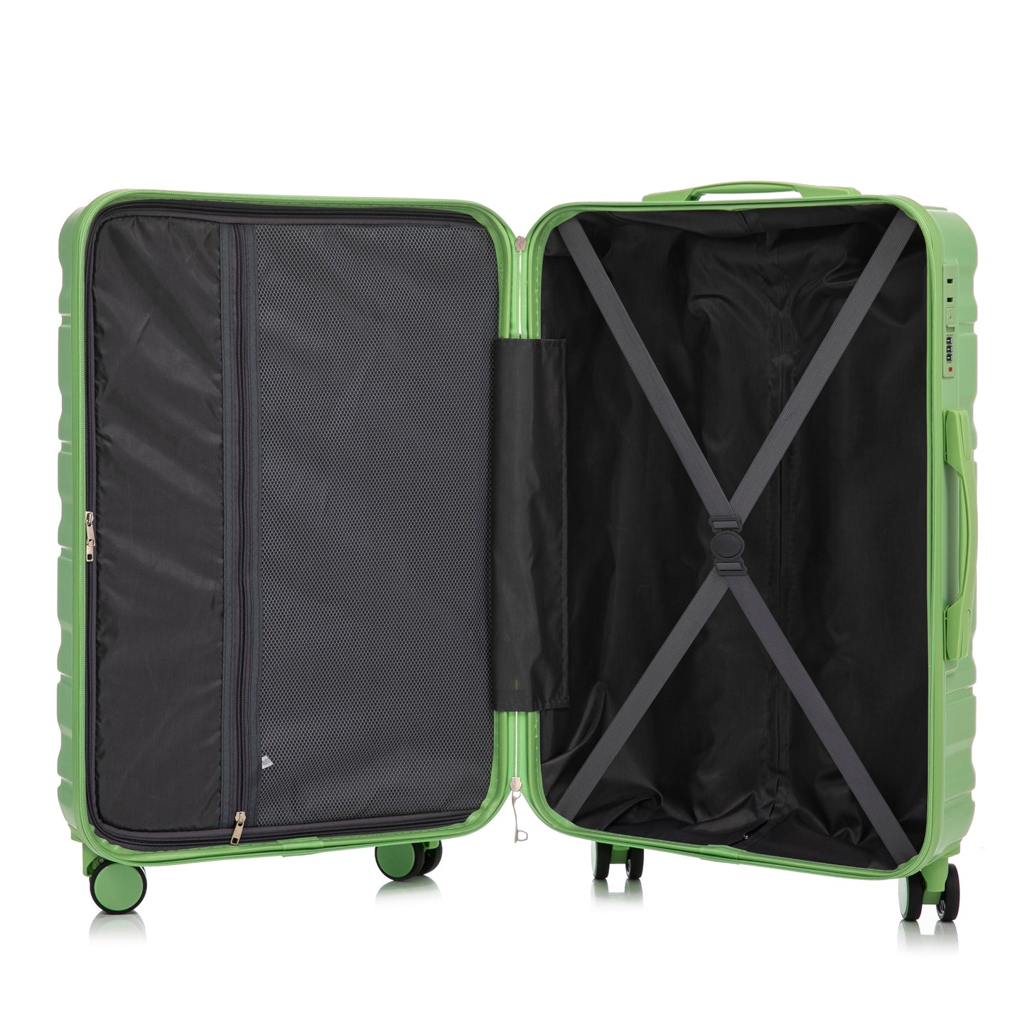 HIFINE Tourist 3-Piece Spinner Wheel Luggage Set in Green