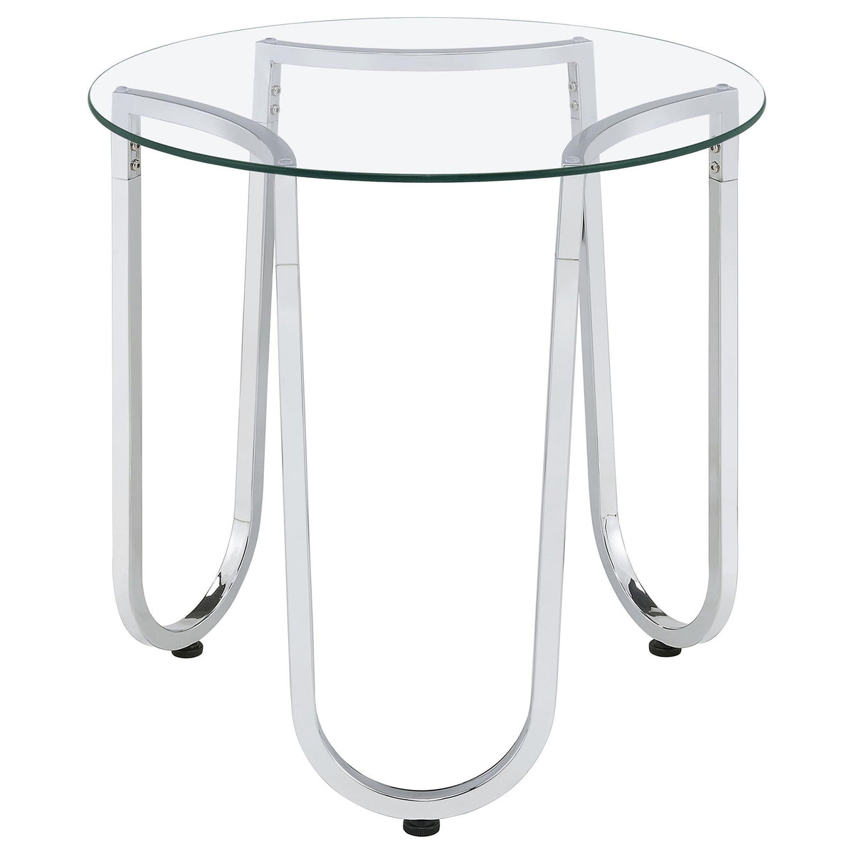 Beller Round Tempered Glass Top End Side Table Chrome