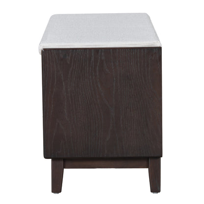 TREXM Boho Rattan Entryway Bench with Storage