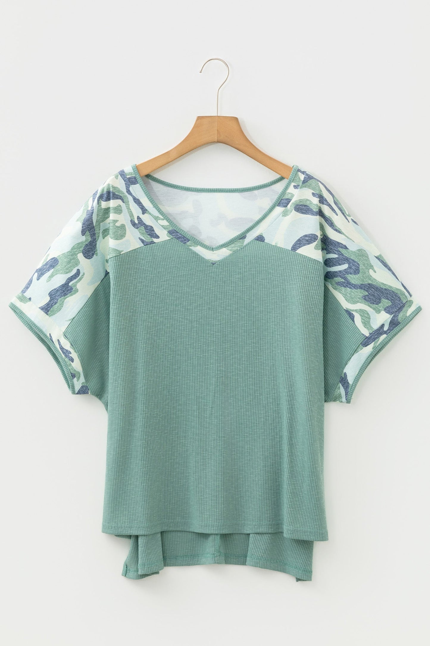 Mazie Mist Ribbed Patchwork PLUS Tee