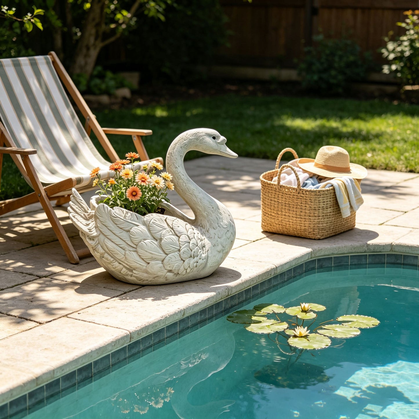 12.6'' Tall Swan Sculpture Planter