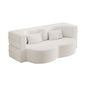 Modern Floor Sofa With Two Pillows Convertible Teddy Fabric Foam Filled Bed