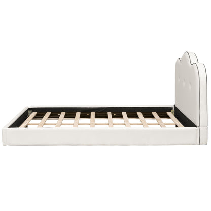 Upholstered Platform Bed With Sturdy Frame And Headboard