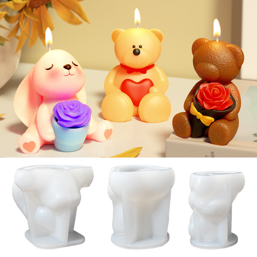 Rose Love Bear Candle Mould Diy Easter
